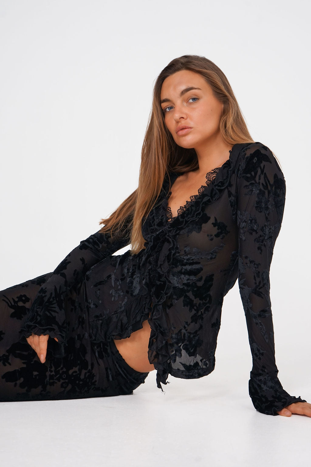 Celine Sheer Lace Maxi Skirt
