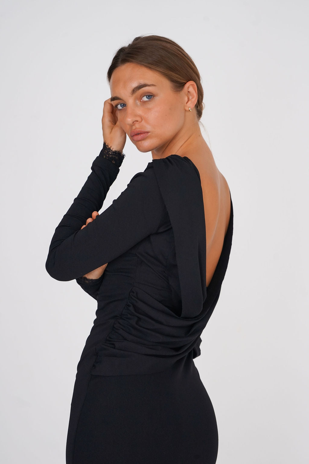 Soléne Draped Back Maxi Dress
