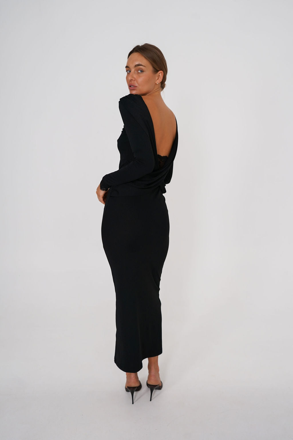 Soléne Draped Back Maxi Dress