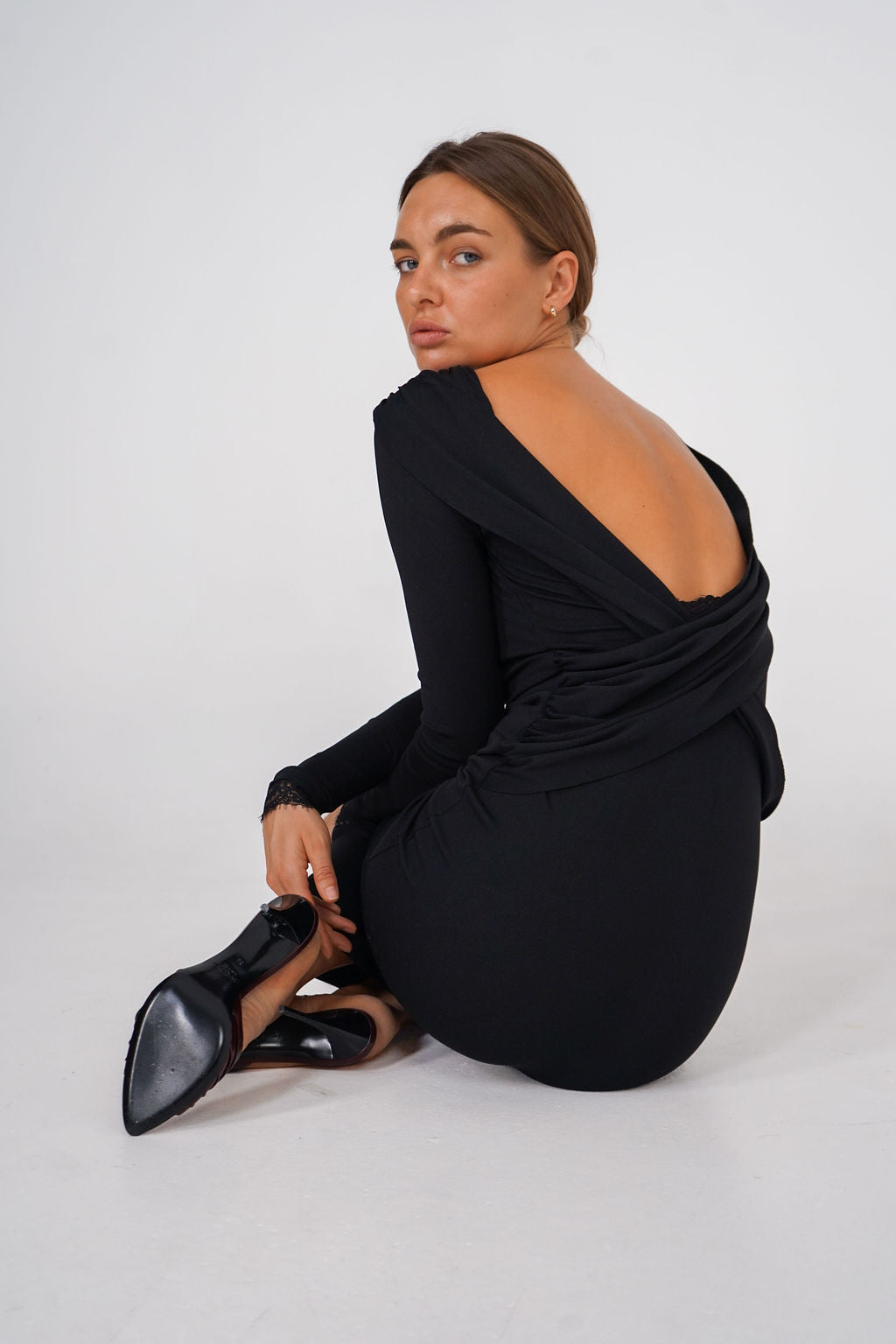 Soléne Draped Back Maxi Dress