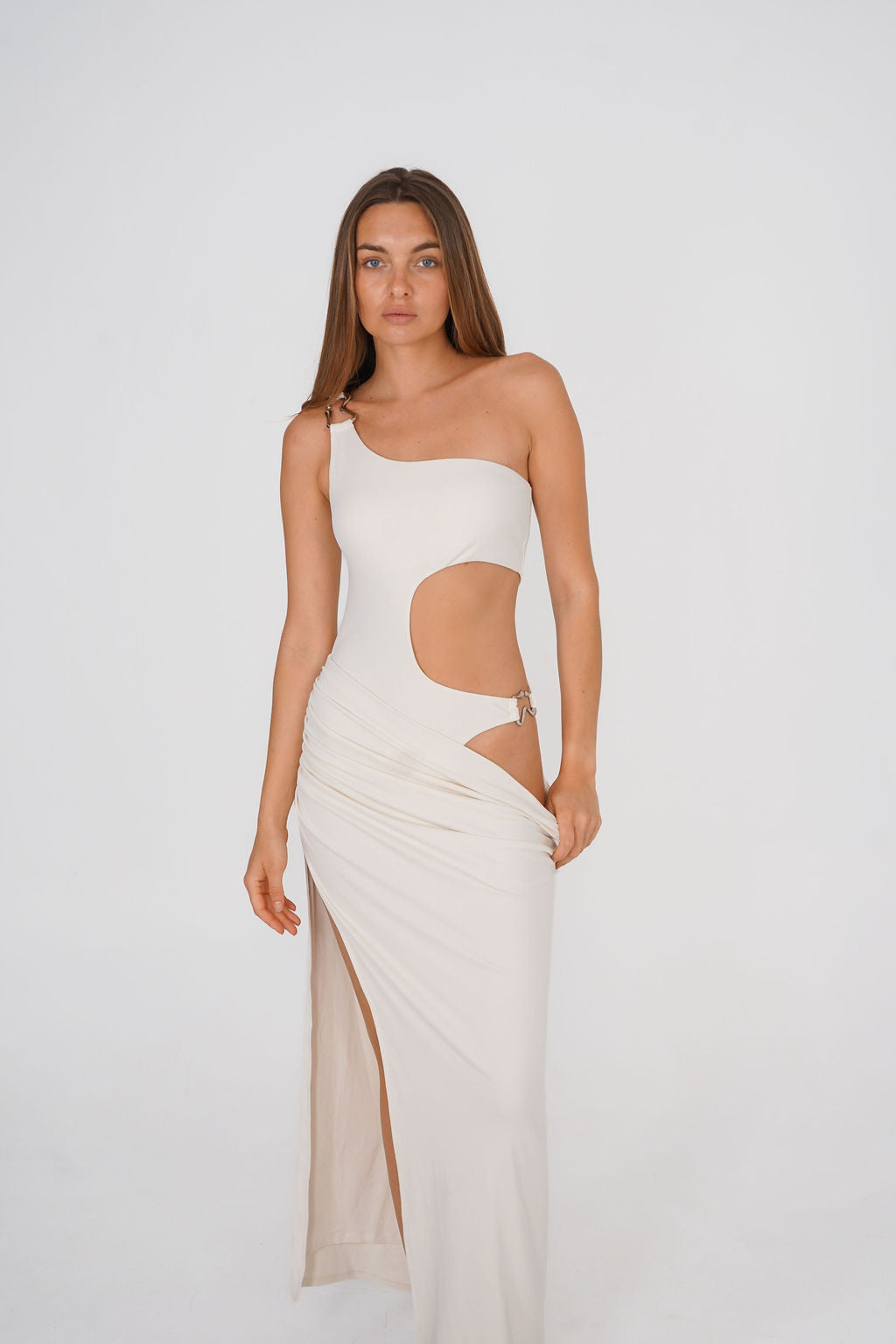 Paloma One Shoulder Maxi Dress White