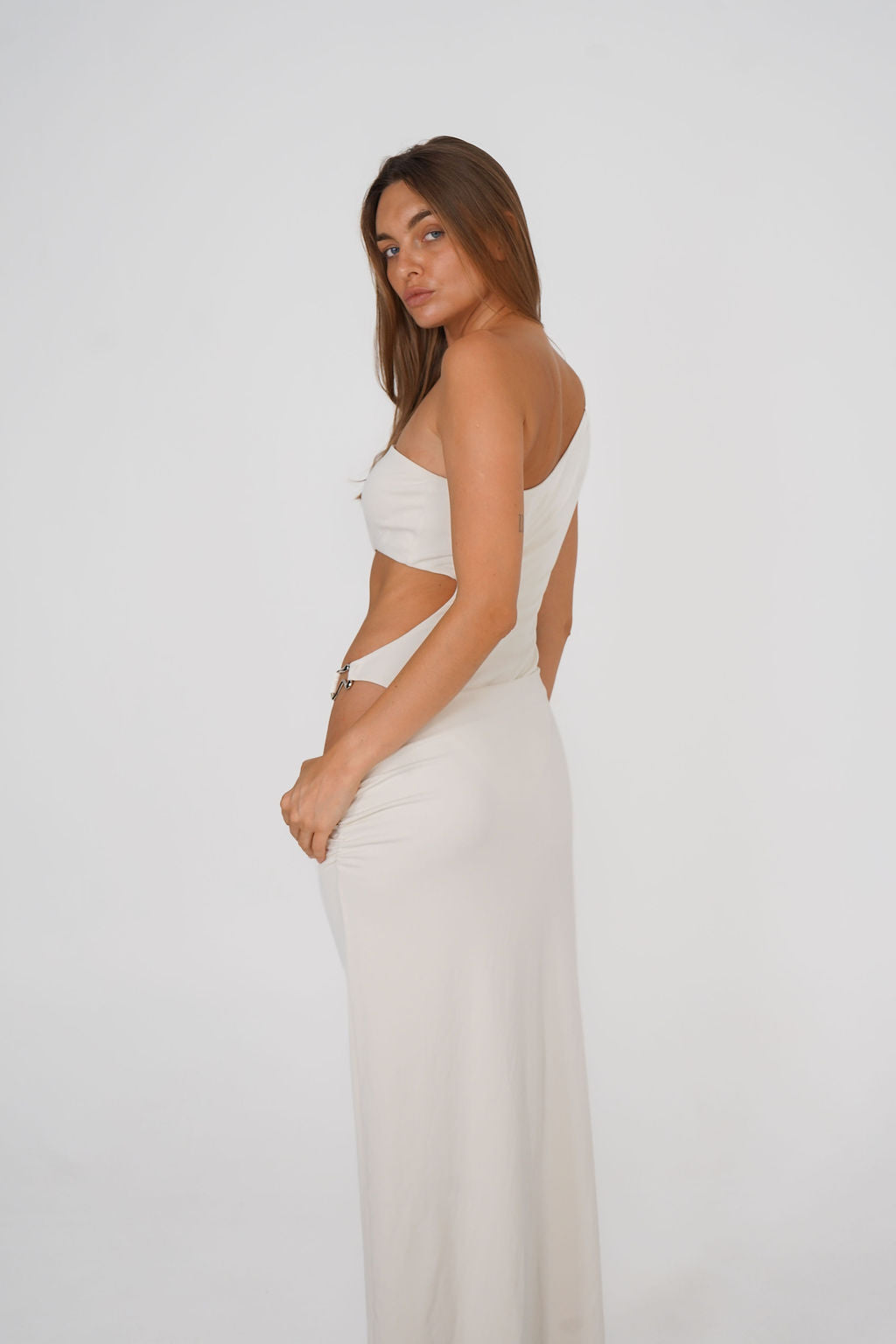 Paloma One Shoulder Maxi Dress White