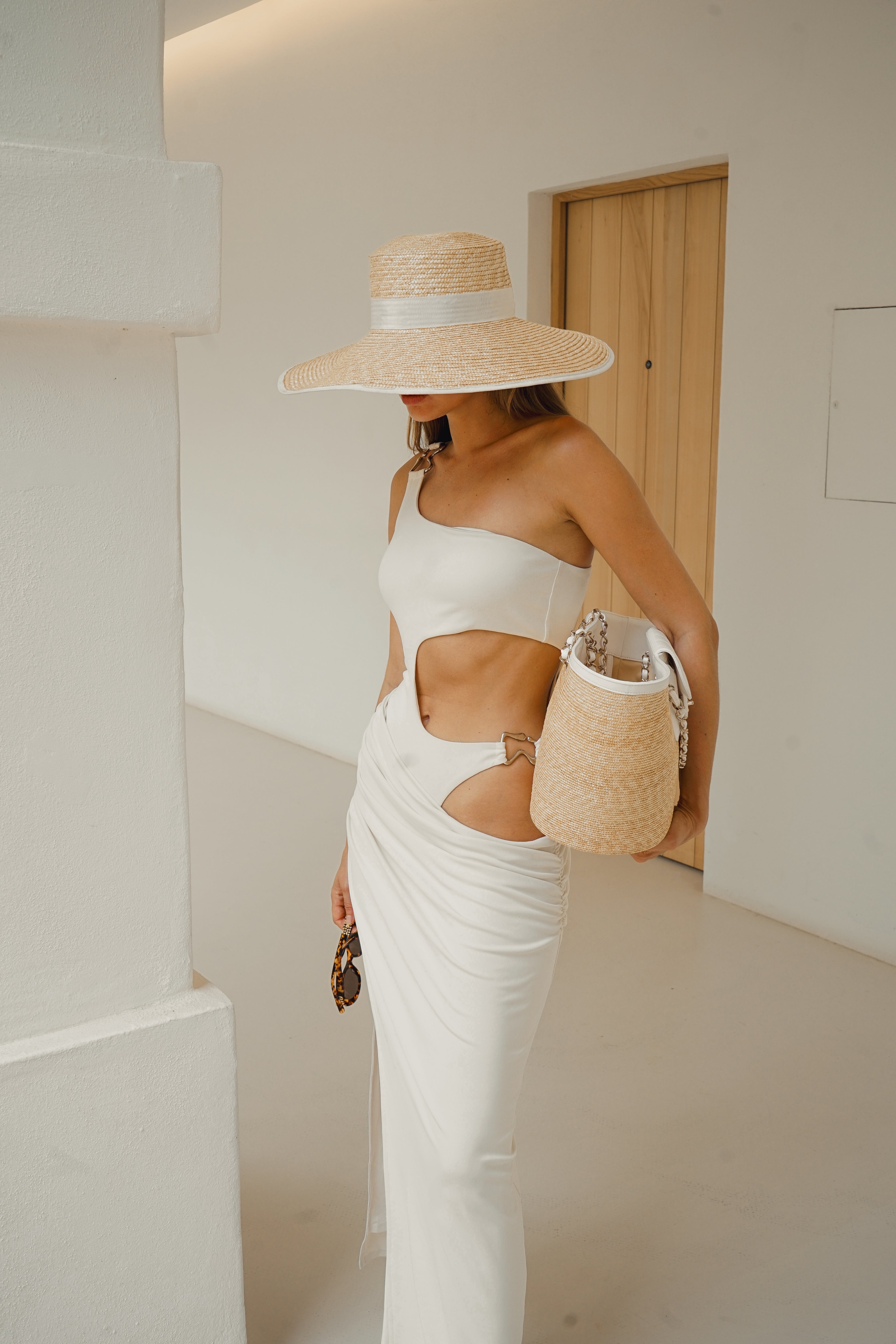 Paloma One Shoulder Maxi Dress White